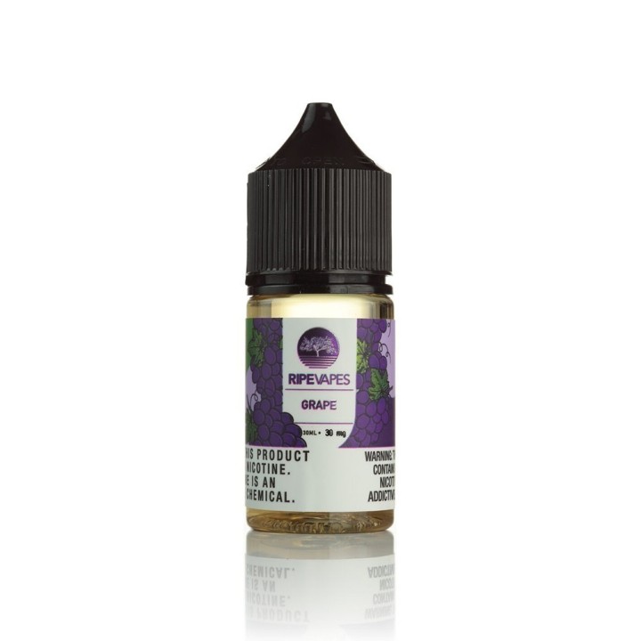 Ripe Vapes Üzüm Salt Likit 30ml, siyah kapaklı, mor etiketli.