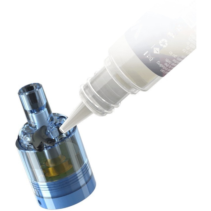 Joyetech EGO 510 Pod dolumu: Mavi şeffaf kartuşa likit doldurma.