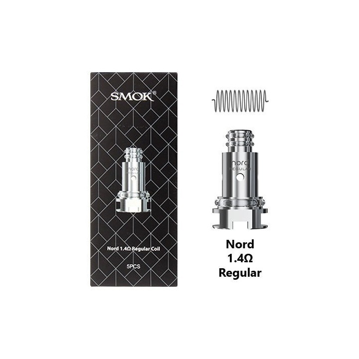 Smok Nord 1.4Ω Regular Coil yedek parça, kutu ve metal coil gösterimi.