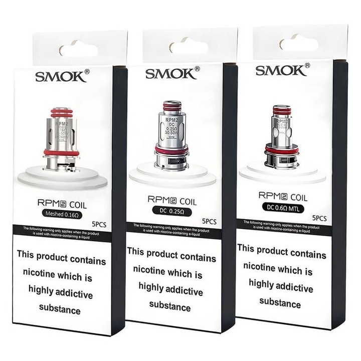 Smok RPM 2 Coil çeşitleri: 0.160 Meshed, 0.250 DC, 0.60 MTL paketleri.