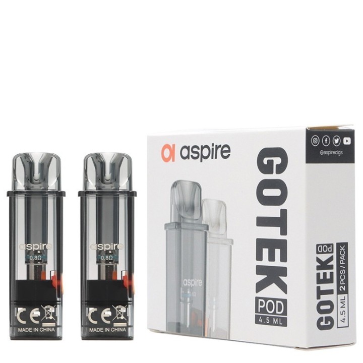 Aspire Gotek Kartuş 0.8Ω, 4.5ML, 2'li Paket, Şeffaf Gri