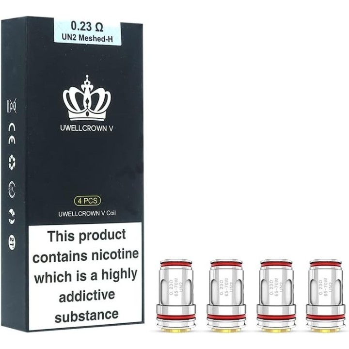 Uwell Crown V Coil 0.23 Ohm UN2 Meshed-H yedek kartuş 4'lü paket