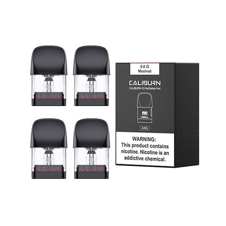 Uwell Caliburn G3 Kartuş 0.6Ω Mesh 4 Adet Kartuş Paketi Siyah