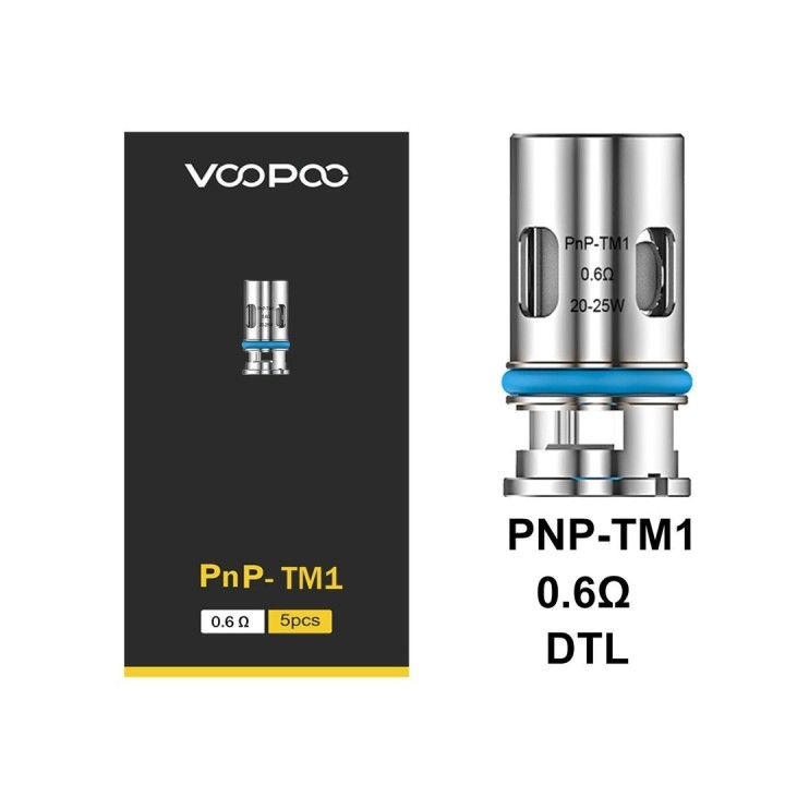 Voopoo PnP-TM1 0.6Ω DTL Coil (Gümüş, Mavi O-ring) 5li Paket