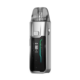 Vaporesso Luxe XR Max Pod Mod gümüş renkli, dijital ekranlı elektronik sigara.