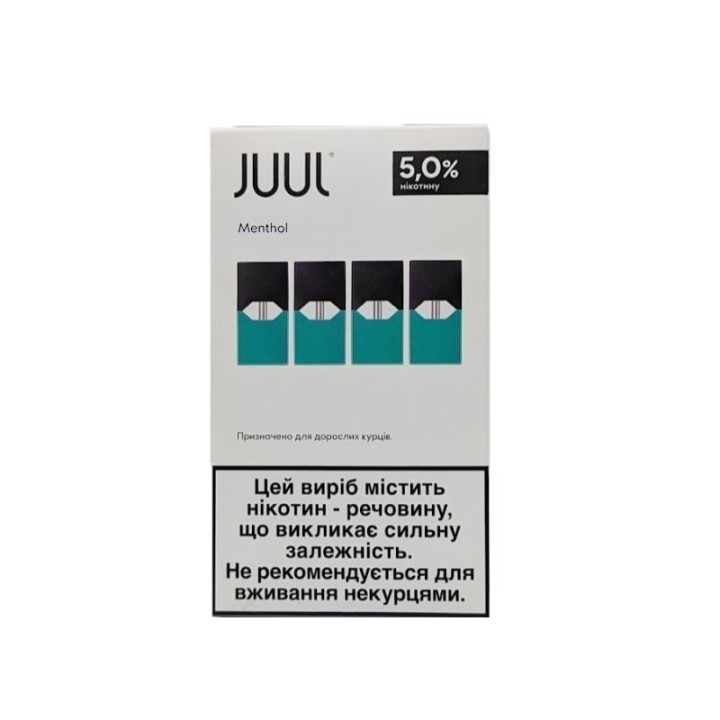 Juul Menthol 5% Kartuş Paketi, 4'lü, Beyaz Zemin