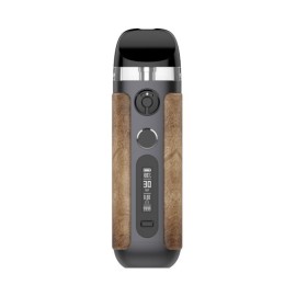 Smok NOVO 5 Pod Mod, ahşap görünümlü kahverengi kaplama, ekranlı.