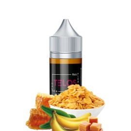 Saltica Telos Salt Likit: Bal, Muz ve Karamel Mısır Gevrekliği Aromalı.