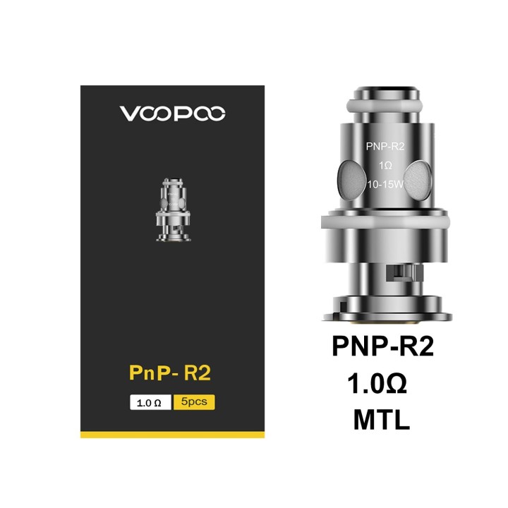 Voopoo PnP-R2 1.0ohm MTL Coil yedek parça kutusu ve metalik coil.