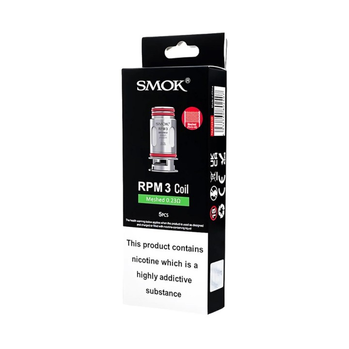 Smok RPM 3 Coil 0.23Ω Meshed yedek kartuş kutusu 5'li paket.