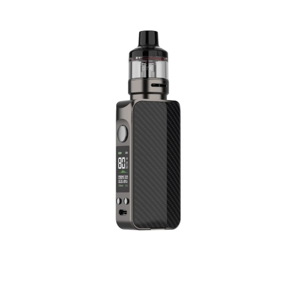 Vaporesso Luxe 80s Pod Mod gri karbon fiber gövdeli elektronik sigara.