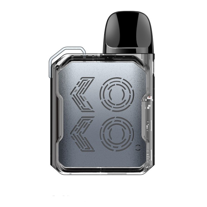 Uwell Caliburn GK2 Vision Pod Mod gri şeffaf gövde görselleri.