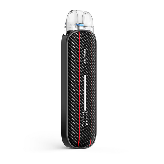 Aspire Pixo Aura Pod Mod karbon fiber desenli, kırmızı şeritli elektronik sigara