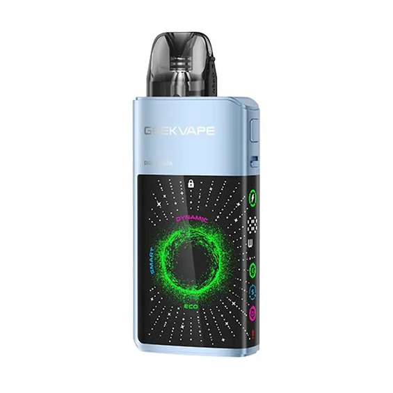 GeekVape Digi Q Vista Pod Mod açık mavi, dijital ekranlı elektronik sigara.
