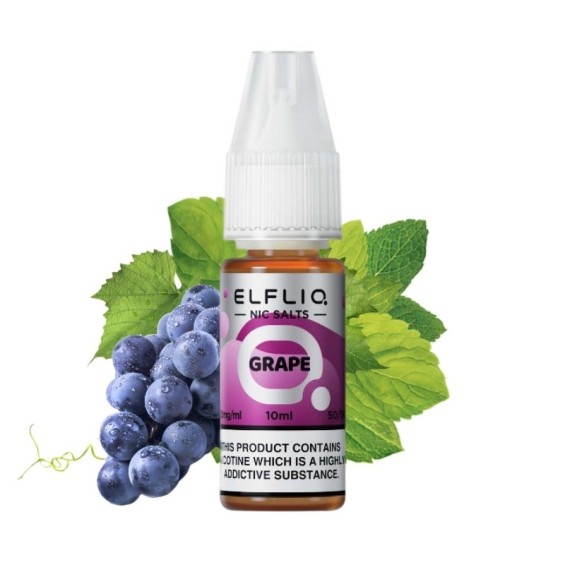Elfliq Grape Salt Likit 10ml, üzüm ve nane aromalı e-likit.